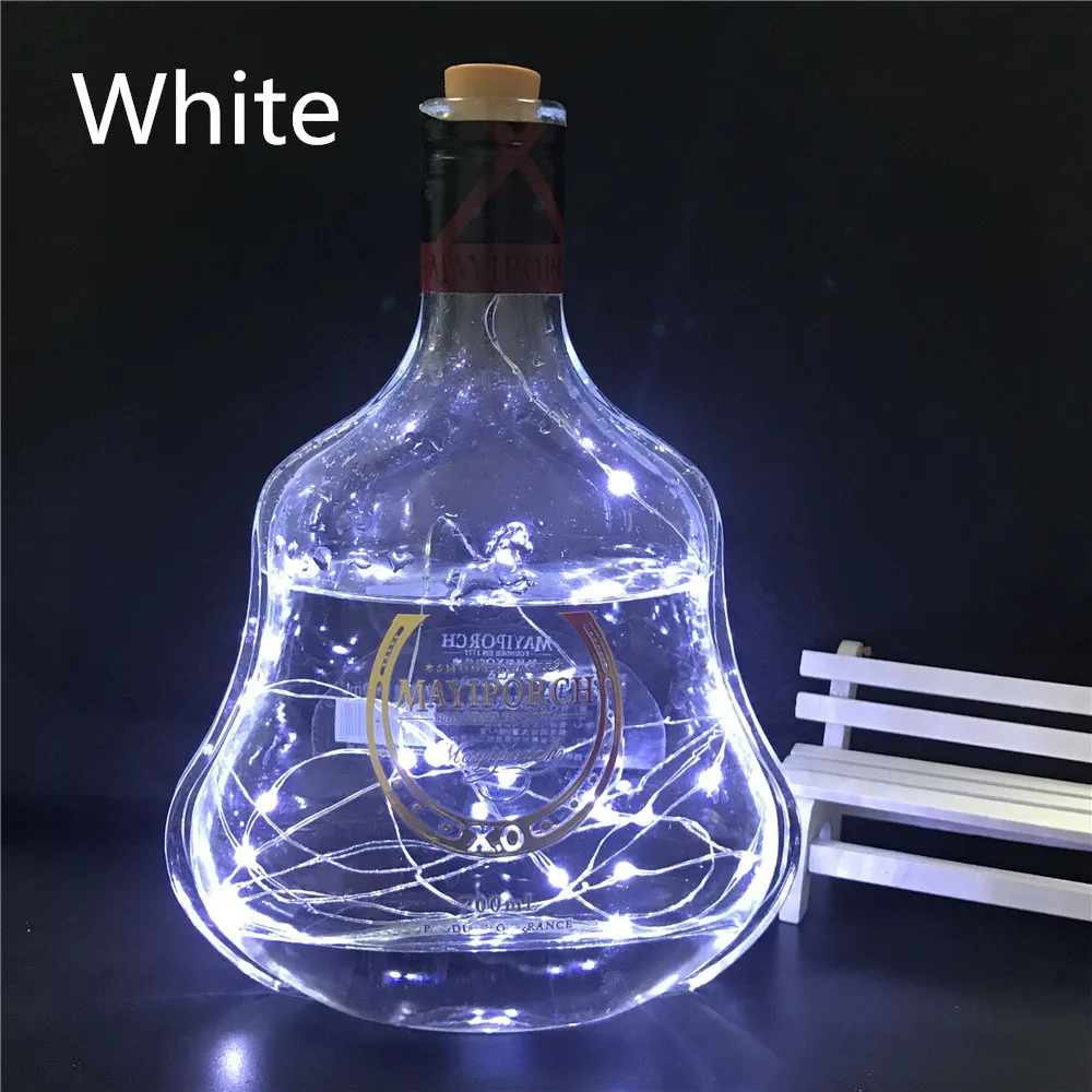 10pcs/lot Cork Shape Bottle Copper Lights 2M 20 Leds Button Battery Operated LED String Light Xmas Wedding party Decoration