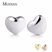 Modian, подлинные, 925 пробы, серебряные, модные серьги-гвоздики в форме сердца, граненые, окаменелые, ювелирные изделия, романтика, любовь, цвет для женщин, 3 цвета