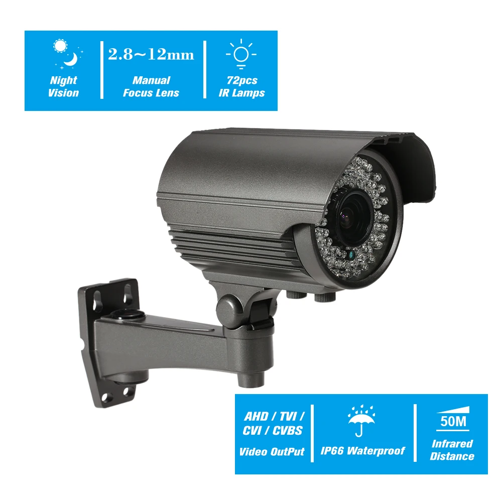 5MP AHD 2,8~ 12 мм ручной зум с переменным фокусным расстоянием IR Bullet CCTV аналоговая камера 72 шт. инфракрасные лампы для помещений и улицы система безопасности