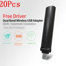 2017 New 20Pcs High Speed 600Mbps Mini USB Wireless Wifi Adapter Wireless LAN Network Card 802.11n/g/b WiFi Receiver Adaptador