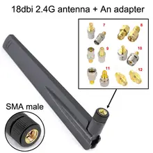 1 комплект 18dbi 2,4G wifi антенна SMA Мужской усилитель+ гнездо SMA ts9 CRC9 мужской женский N F Профессиональный разъем с фиксатором, устройство копировально-программного управления ТВ-адаптер