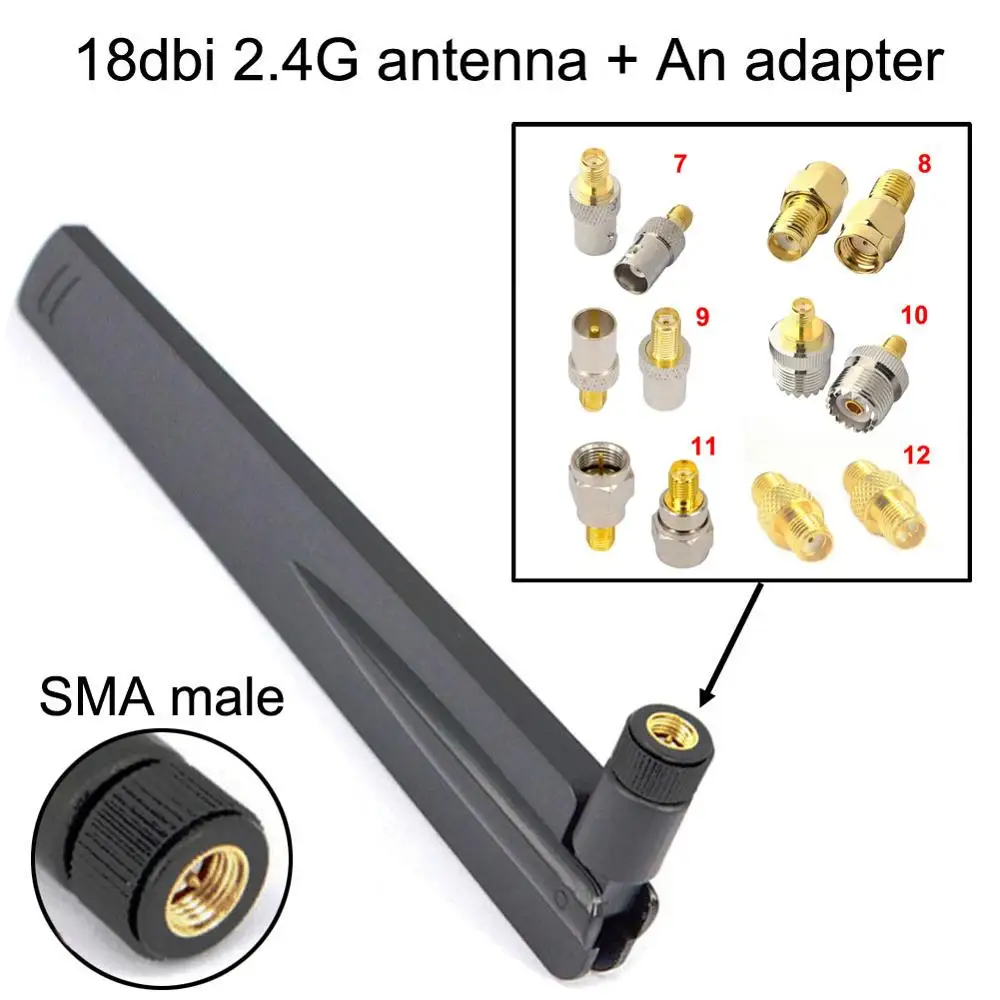 1 комплект 18dbi 2 4G WIFI антенна SMA Male Booster + female для ts9 CRC9 male N F BNC TNC ТВ адаптер|Антенны