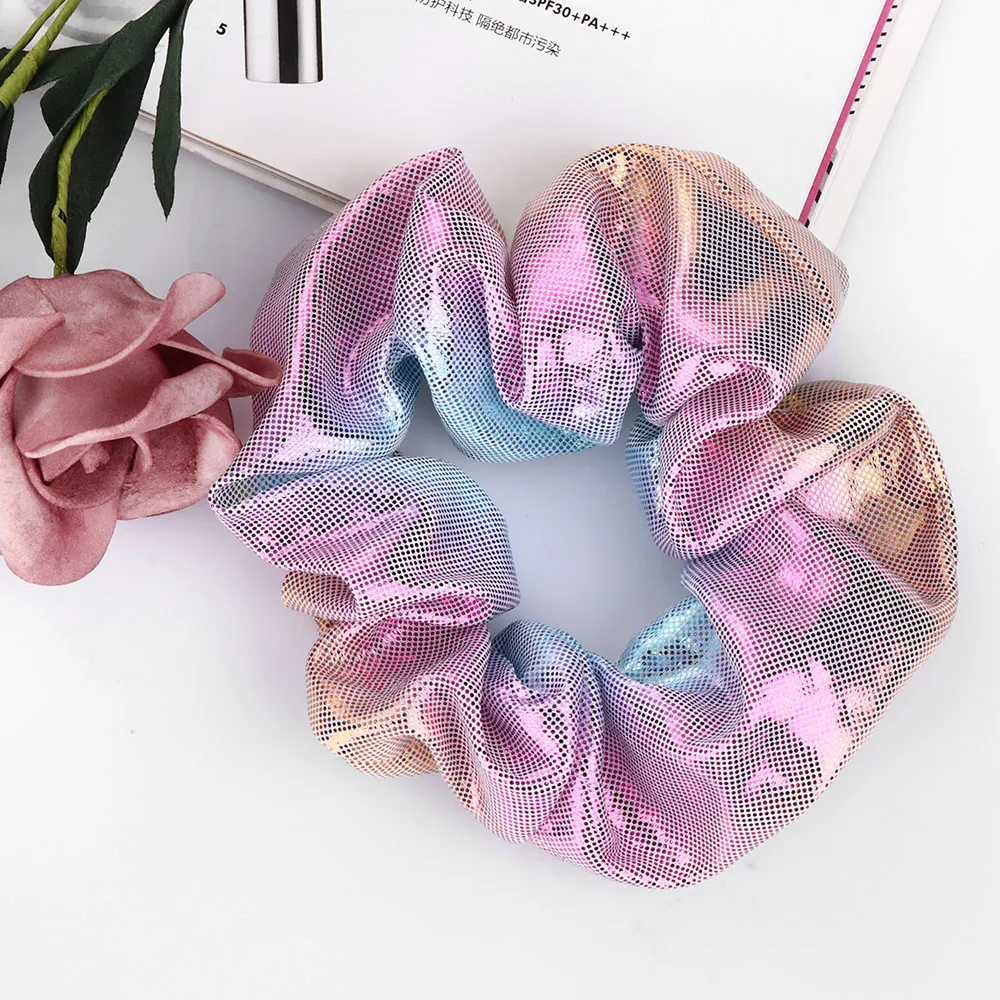 

New Charming Women Elastic Hair Rope Glitter Ponytail Holder Laser Radiation Colorful Hair Ring Scrunchy Hair Band Accessories