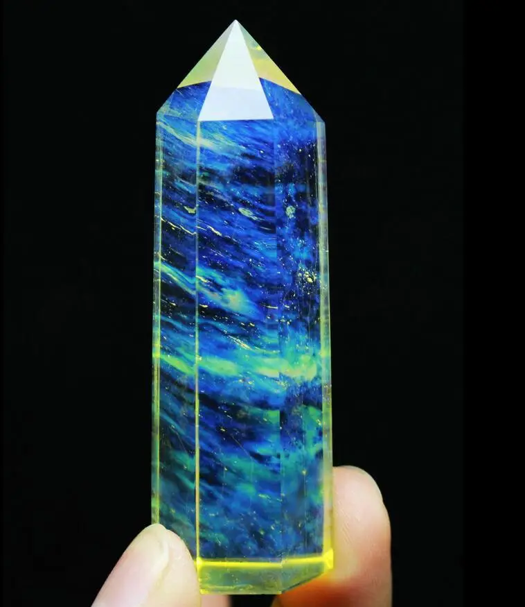 67g RARE ! BEATIFUL YELLOW SMELTING SMELT QUARTZ CRYSTAL POINT WAND