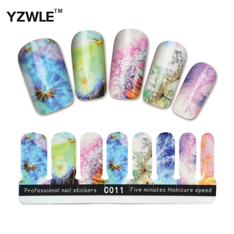 

YZWLE 1 Sheet DIY Five Minutes Manicure Speed Chic Flowers Design Sticky Nail Stickers For Christmas (YZW-C011)