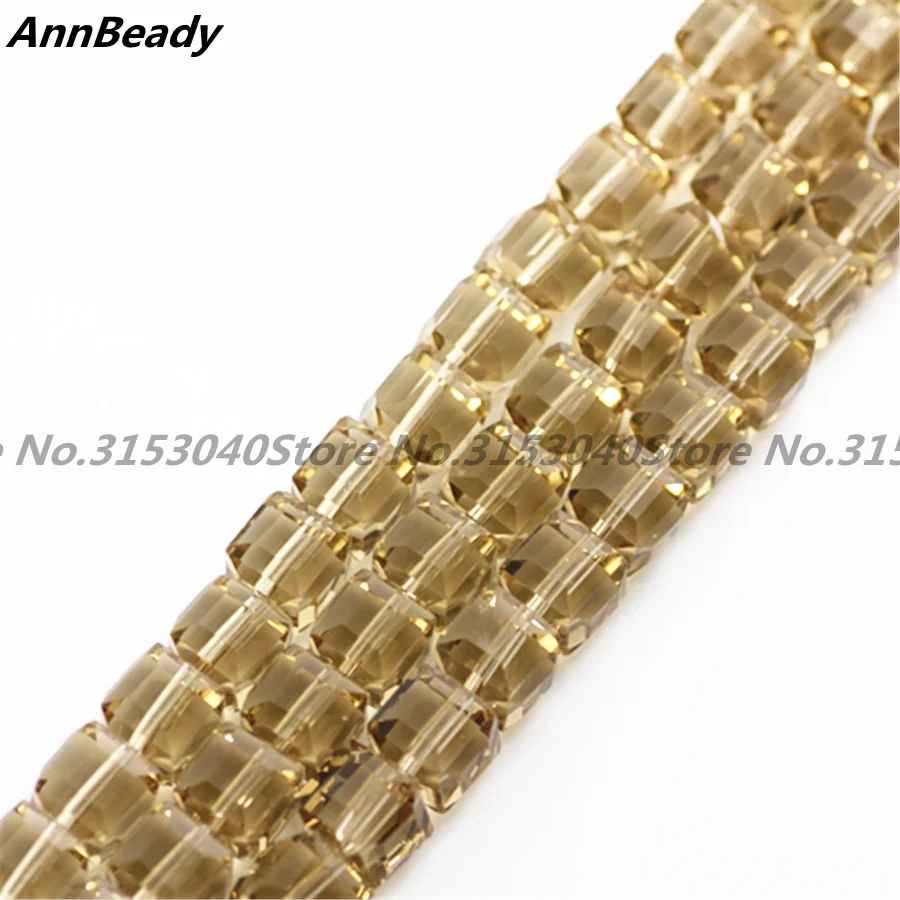 

100pcs Champagne Color 8mm Facet Square Cube Cut Spacer Austria Crystal beads For DIY Jewelry Crafts Making Loose Beads