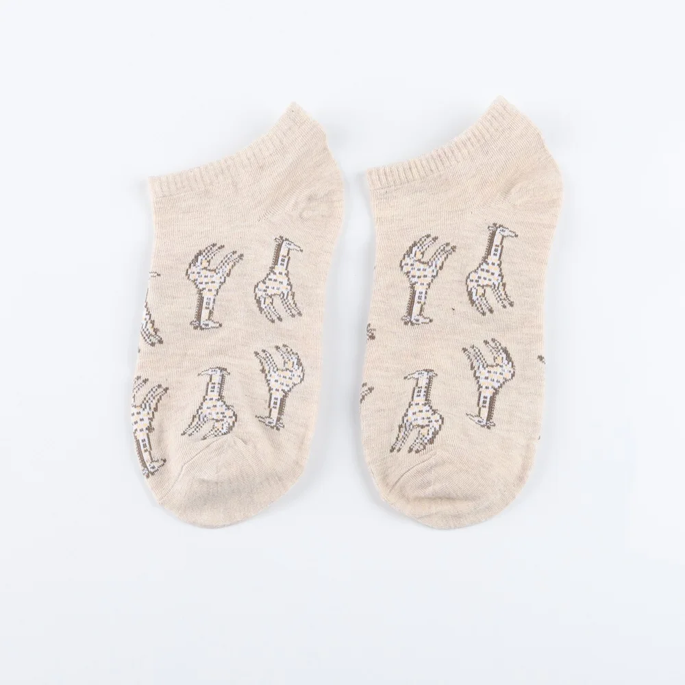 Jeseca, Модные женские сексуальные короткие носки с леопардовым принтом, милые носки с мультяшными животными для девочек, женские рождественские винтажные уличные носки в стиле Харадзюку - Цвет: khaki