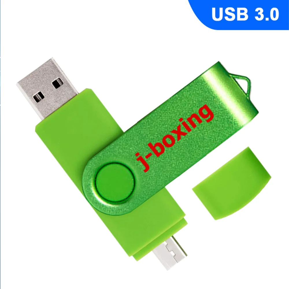 J-boxing OTG флеш-накопитель Usb 3,0 64 ГБ 32 ГБ 16 ГБ Micro Usb карта памяти Флешка двухпортовый многоцветной для ПК Android huawei LG - Цвет: Green