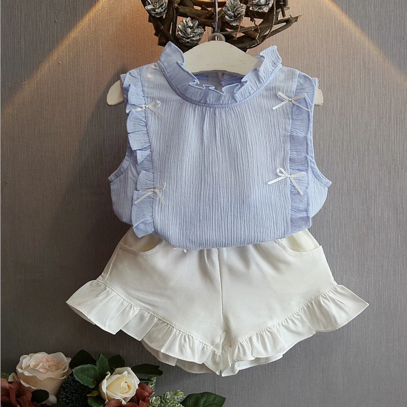 Summer Fashion Baby Girl Clothes Set 2019 Sleeveless Pretty Bow knot ...