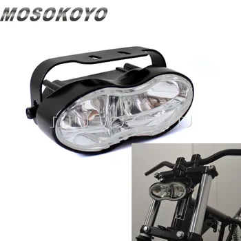 

Motorcycle Double Oval Twin Headlight Cateye Retro H3 Wave Head Lamp for Harley Softail Dyna Custom Cafe Racer Bobbers Chopper