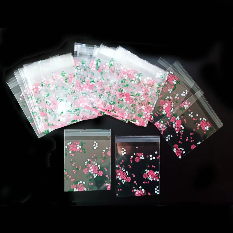

50 pcs Love Cherry blossoms bags for candy with hearts, for a wedding birthday, candy packaging, plastic gift bags for Christmas