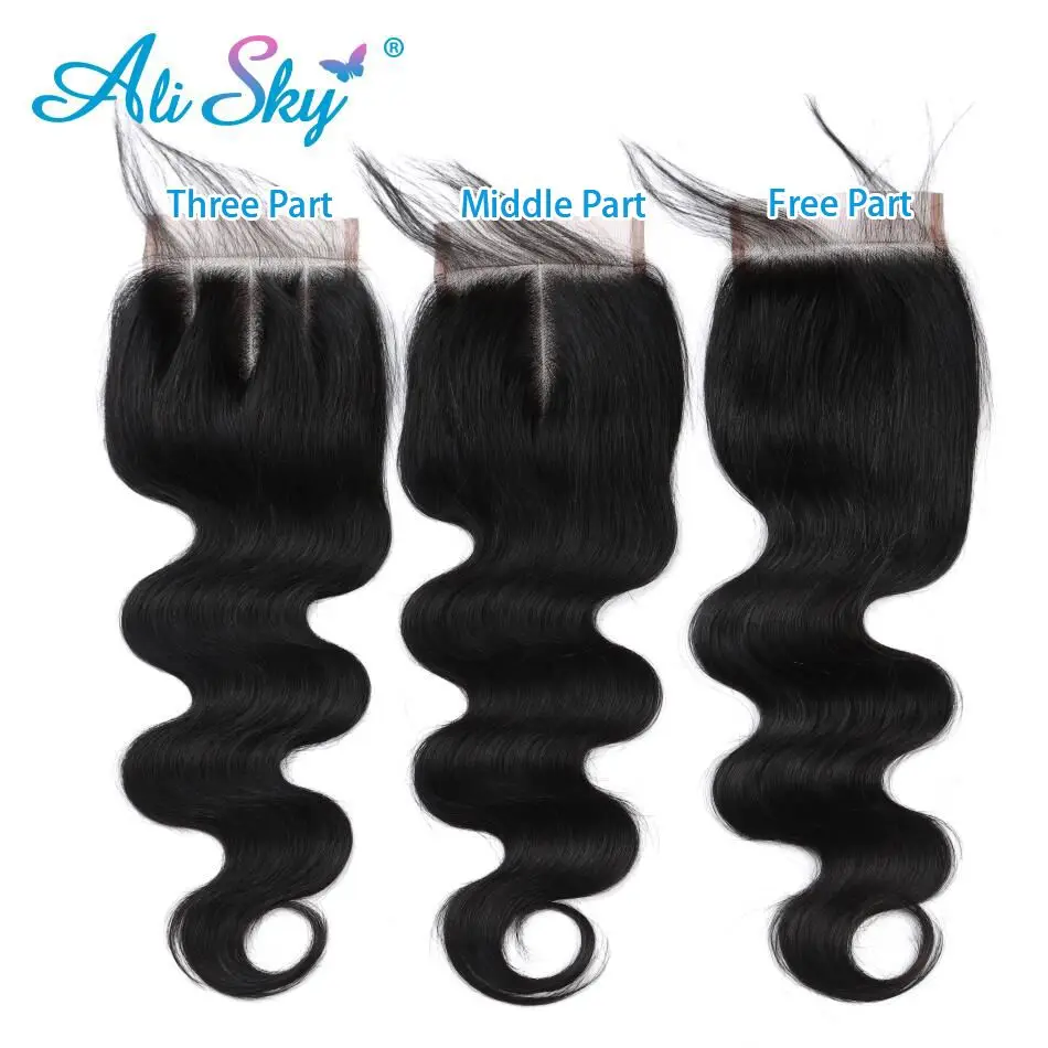 Alisky волнистые волосы, для придания объема пряди с 5x5 кружева закрытие бразильский Волосы remy плетение Кружева Закрытие с 3 пряди натуральных высокий коэффициент