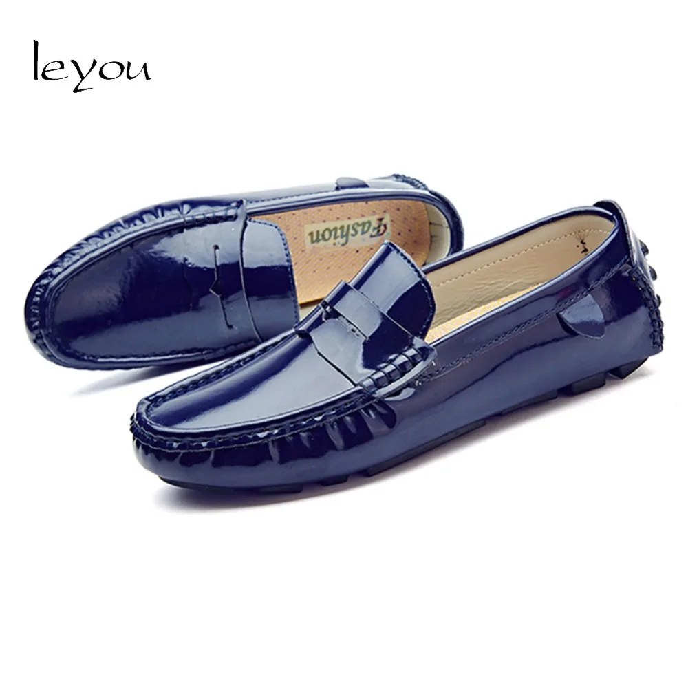 Leyou Men's Leather Shoes Casual Patent Leather Loafers Elegant Shoes ...