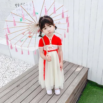 

Kids Ancient Chinese Costume Child Fairy Mesh Hanfu Dress Clothing Folk Dance Performance Chinese Traditional Dress GirlsDQS236