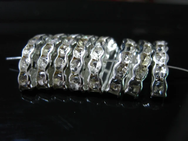 

20 Silver Colour Crystal Rhinestone 3-hole Spacer Bar Bracelet