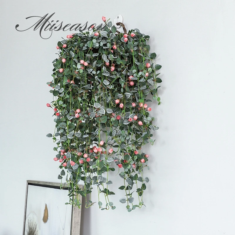 

68cm mini Silk Roses Ivy Vine with Green Leaves For Home Wedding Decoration Fake leaf diy Hanging Garland Artificial Flowers