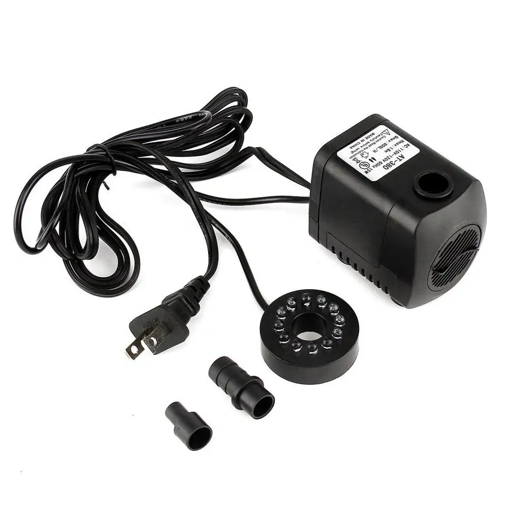 AC 110V 220V 15W мини погружной водяной насос с 12 Светодиодный светильник для