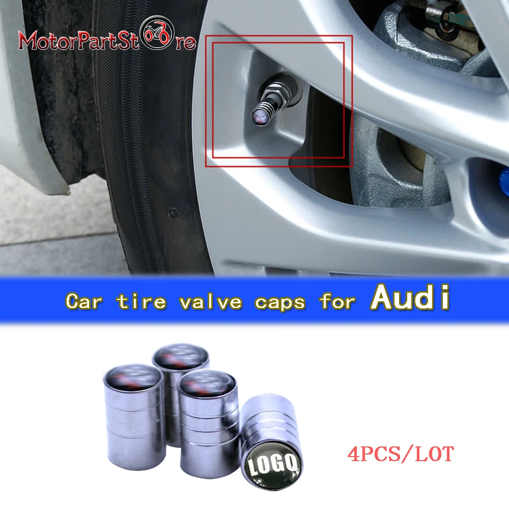 

4pcs/lot Car-stying Car Wheel Tire Valves Tyre Stem Air Caps Cover Case for Audi @20
