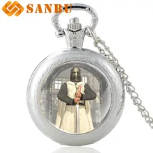 Новое поступление винтажные часы с подвеской в виде рыцаря крест тамплиеров ретро мужские женские серебряные кварцевые карманные часы