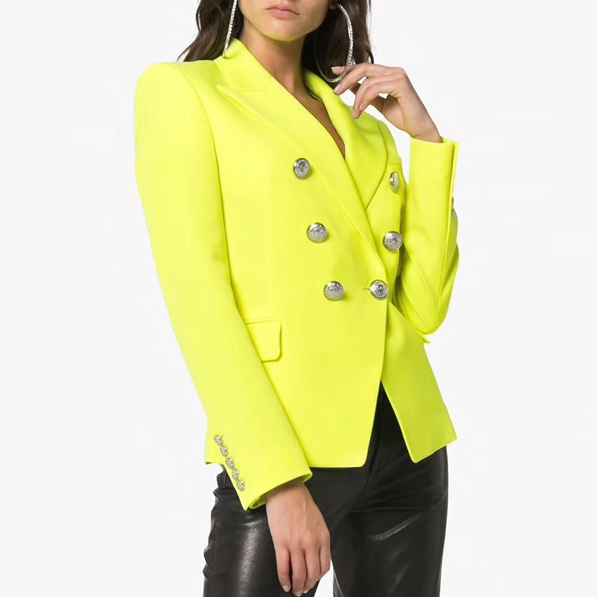 

EXCELLENT QUALITY 2019 Stylish Designer Blazer for Women Lion Buttons Double Breasted Blazer Jacket