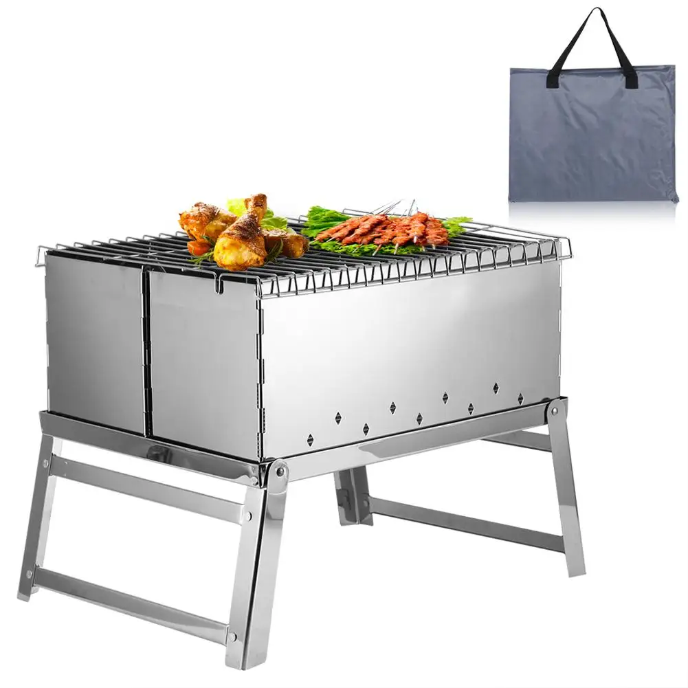 

Stainless Steel Charcoal Grill Kebab BBQ Portable Folding Barbecue Stove 619