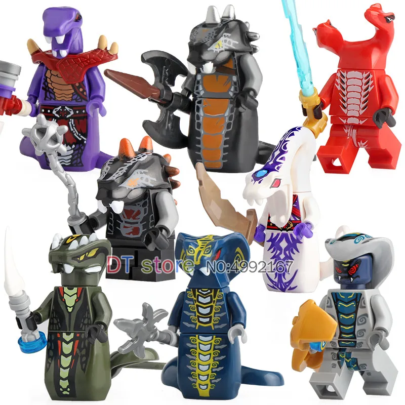 

50Pcs/Lot Legoings Model Ninjagoes Snake Acidicus Skales Rattla Bytar Pythor With Weapons Building Blocks Toys Children A025