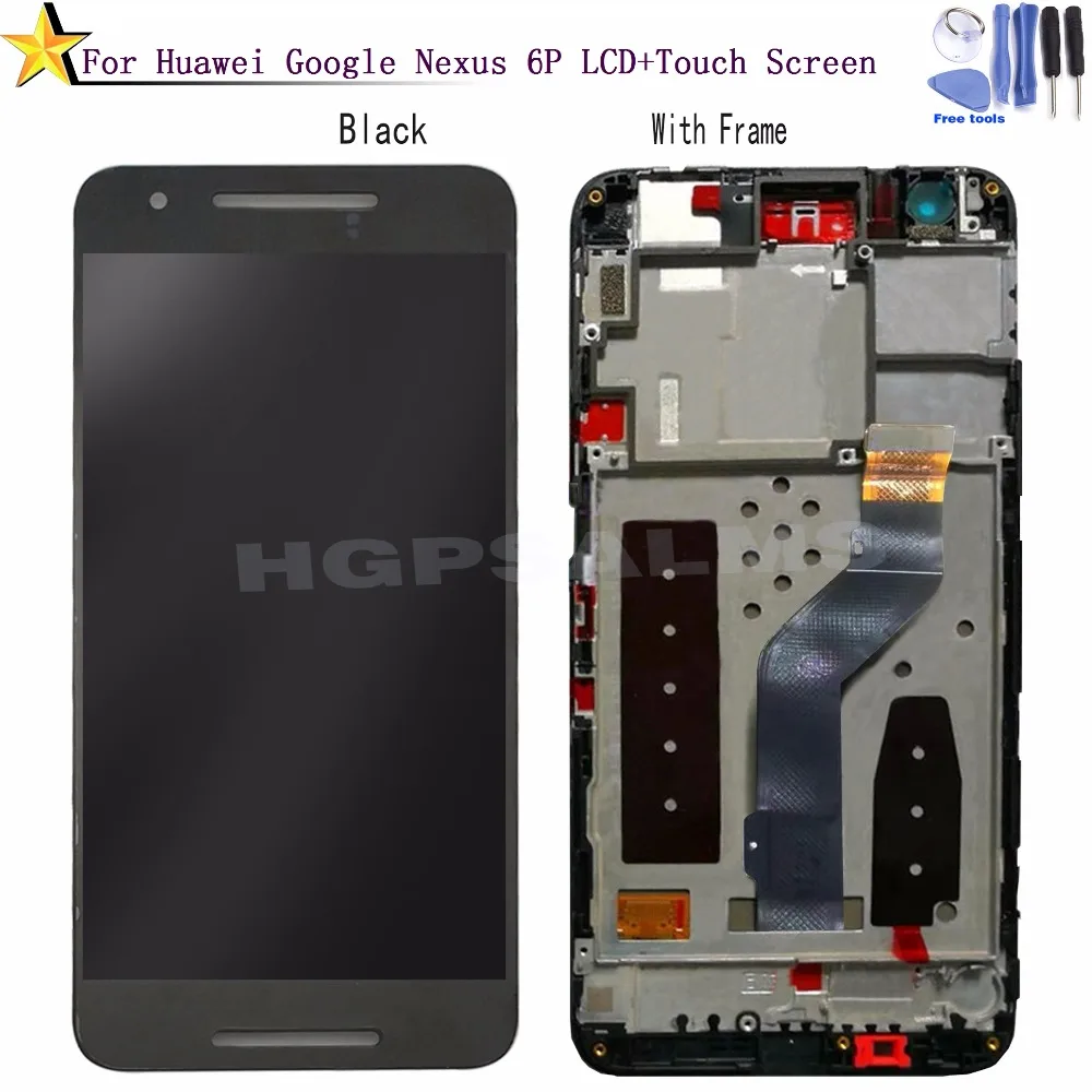 

For Huawei Google Nexus 6P LCD Display Touch Screen Digitizer Assembly with frame Replacement Parts+free tools