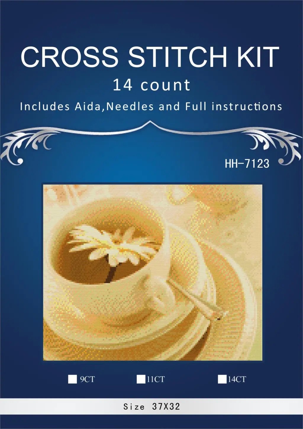 

Flowers Tea Counted Cross Stitch 14CT similar dmc Cross Stitch Sets DIY Cross Stitch Kits for Embroidery Home Decor