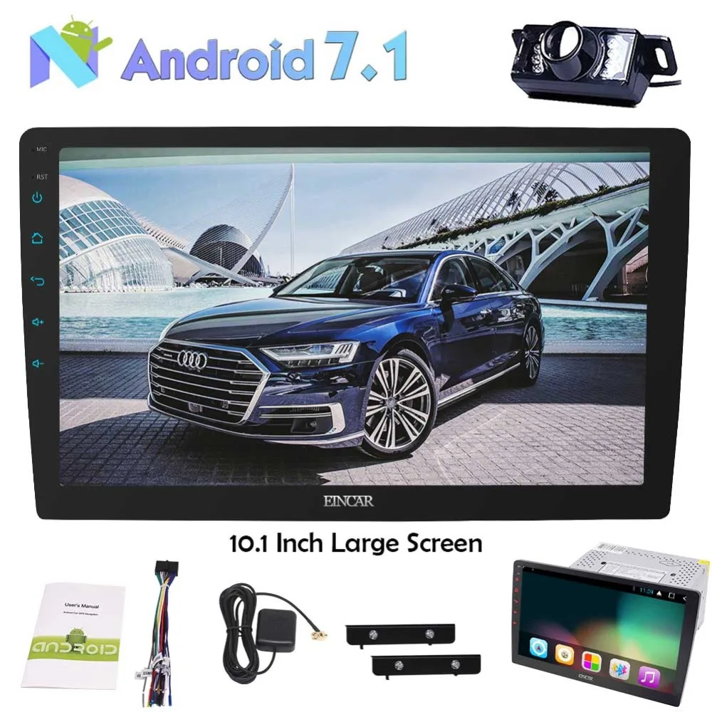 

Octa Core Android 7.1 System Car Stereo 10.1" Adjustable Viewing Touch Screen In Dash Double 2Din Head Unit GPS Navigation Radio