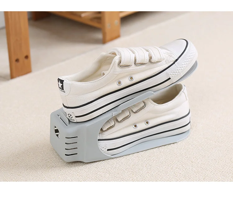 

Plain Color Buckle Prevent Slip Adjustable Dormitory Shoe Rack PP Save Space Household Store Shoe Rack