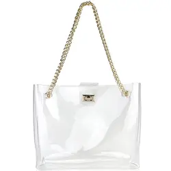 Multifunction Clear женская сумка с цепочкой с поворотным замком женская сумка на плечо, Clear