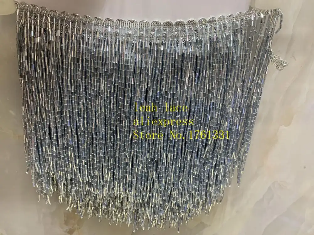 

stock 5yards/bag 15 cm silver gray fringe curved with beads used for dress dress stage decoration holiday accessories YM71#