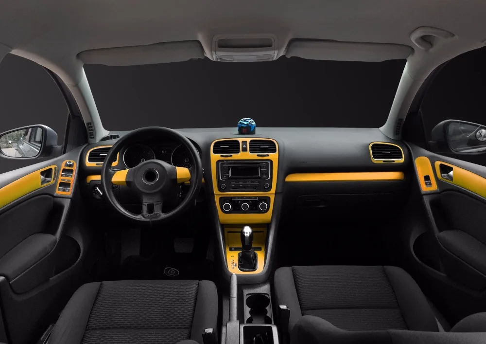 For Volkswagen VW Golf 6 GTI MK6 Interior Central Control Panel Door Handle Carbon Fiber Stickers Decals Car styling Accessories