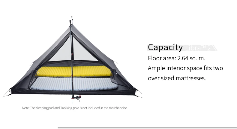 Свободно духов, кронен-Libra2 палатка 20D нейлон bothside силиконовое покрытие 2 человек Открытый Сверхлегкий Пеший туризм кемпинг 3 сезона бесштоковый