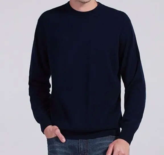 Мужские кашемировые свитера, зимние осенние пуловеры с круглым вырезом и длинным рукавом, мягкая теплая вязаная одежда размера плюс S-XXXL