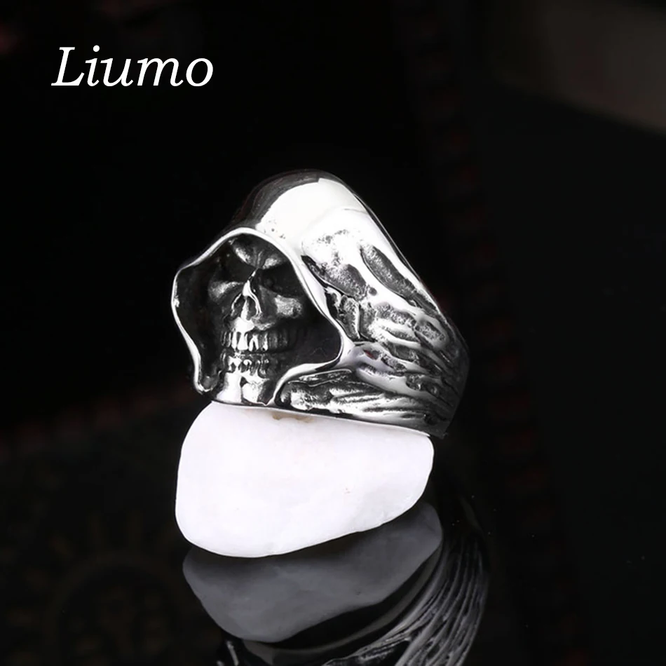 Liumo New Steampunk Gothic Style Alloy Skull Ring for Man Retro Biker Male Lr066 | Украшения и аксессуары