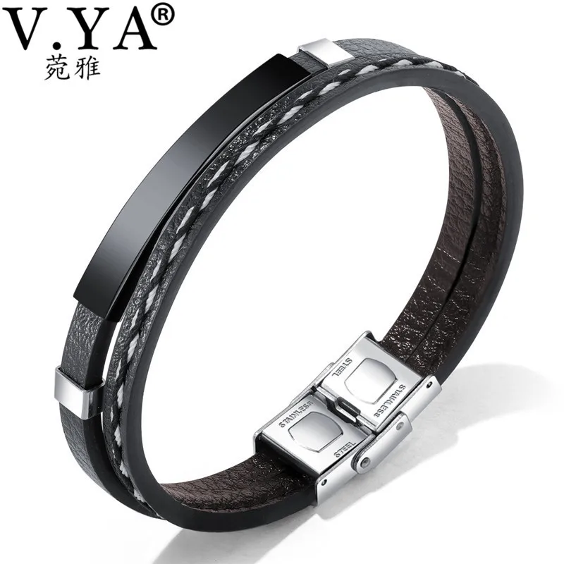 

V.YA 3 Color Stainless Steel Bracelet for Men Male Silver/Gold/Black Color Bracelets & Bangles Homme Fashion Jewelry Gift