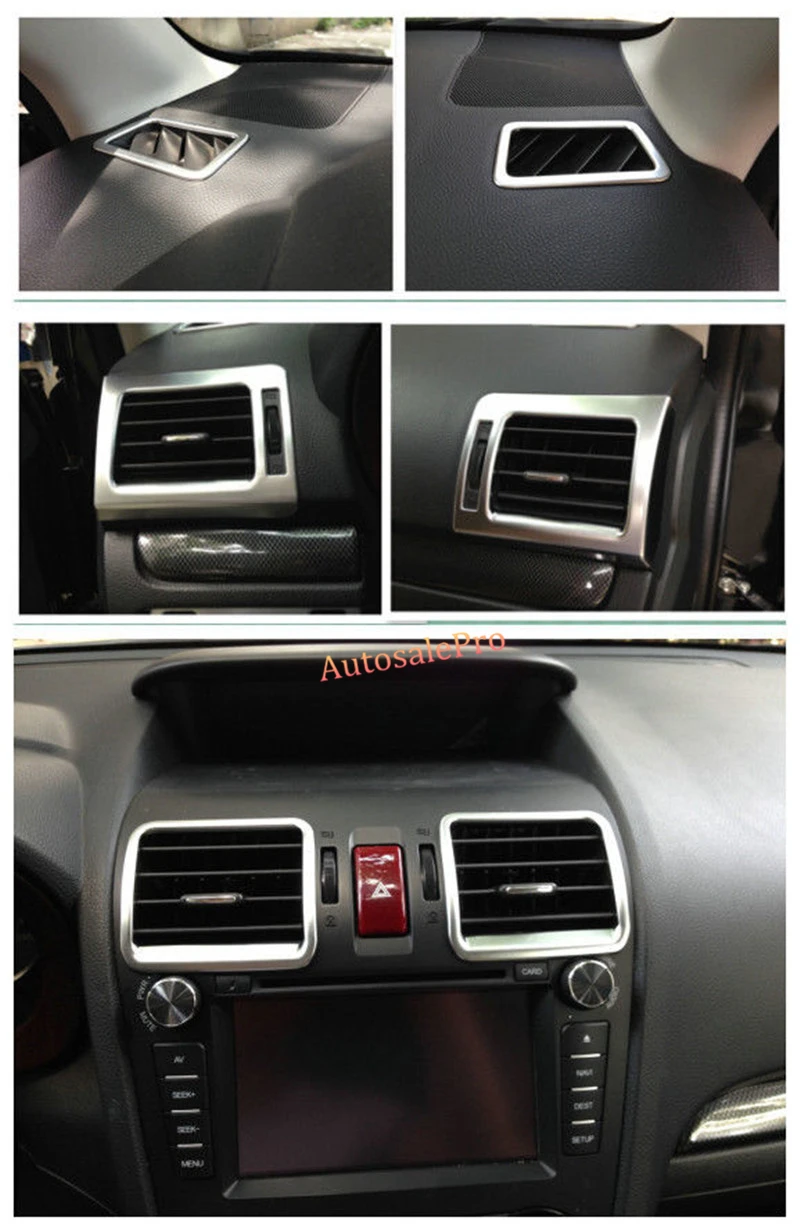 

ABS Plastic Matt Interior dashbaord upper side Air Condition Vent Cover Trim 6pcs For Subaru Forester 2013 2014 car accessories
