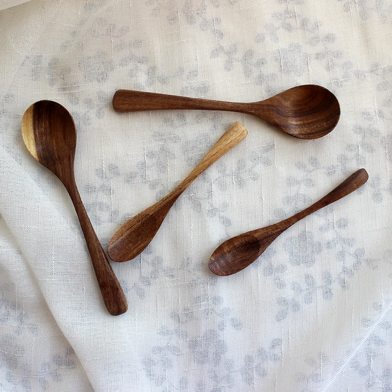 Teak Wood Spoon Small Real Wood Natural Tableware Creative Japanese