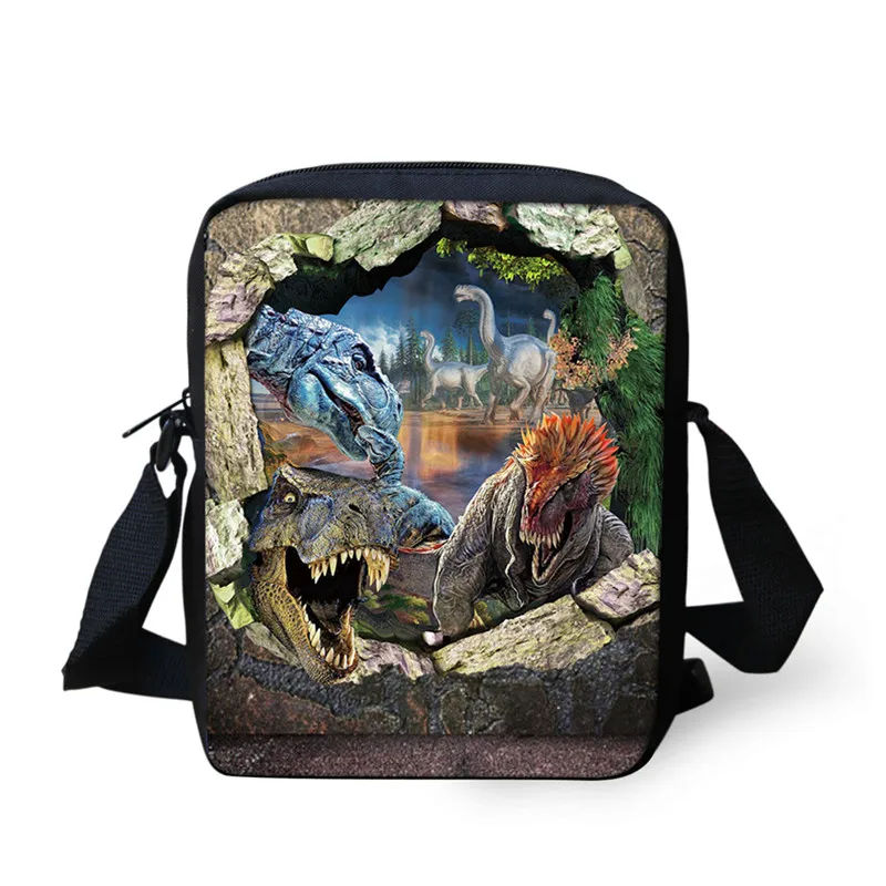 FORUDESIGNS/мужская сумка-почтальон мини 3D Животные Динозавр Печать Сумки через плечо для детей мальчиков повседневные дорожные сумки с клапаном - Цвет: W136E