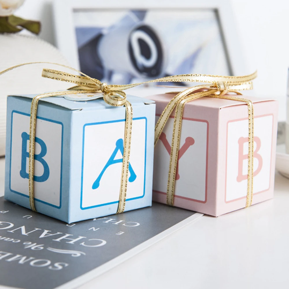 

(100 pieces/lot)LEISO Brand New Arrival Baby Shower Newborn Letter BABY Candy Box Lovely Chocolate Packing Box Party Favor Gift
