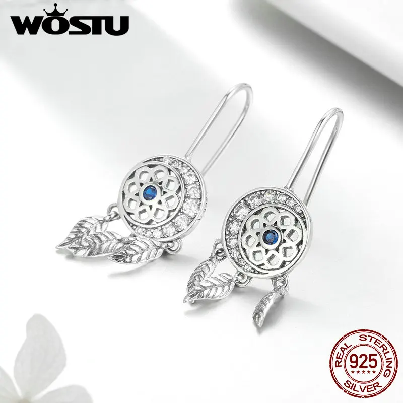 Женские серьги подвески WOSTU из стерлингового серебра 925 пробы в виде Ловец снов и