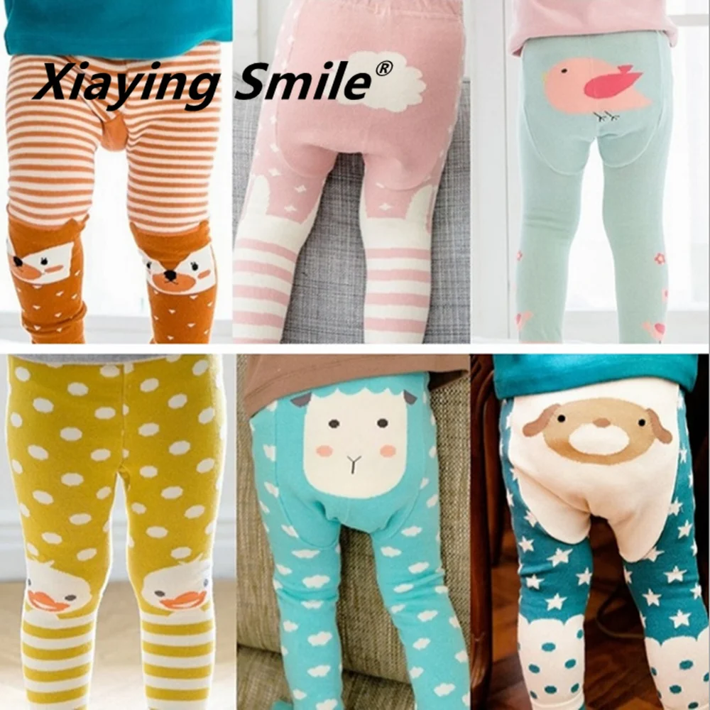 Xiaying Smile, Южная Корея, новинка, весна-осень, Детские хлопковые колготки, 9 минут, штаны с рисунком, большие PP, детские штаны