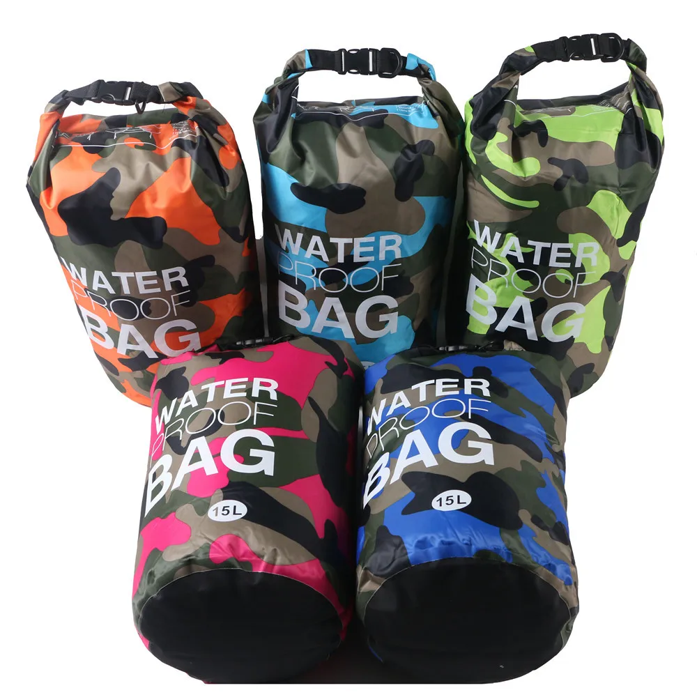 Impermeable al aire libre bolsa de camuflaje Rafting buceo seco bolsa plegable piscina bolsa de almacenamiento para Río de Trekking 2L-20L Impermeable al aire libre bolsa de camuflaje Rafting buceo seco bolsa plegable piscina bolsa de almacenamiento para Río de Trekking 2L-20L