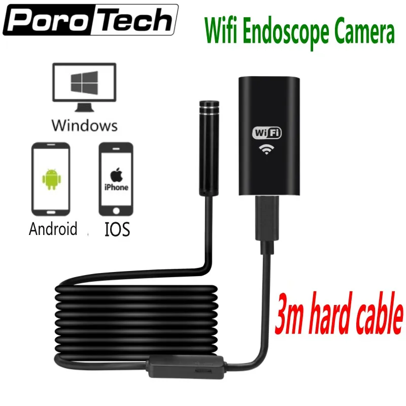 5pcs Iphone Endoscope Camera Hd720p 8led 8mm Lens 3m Hard Wire Wifi ...