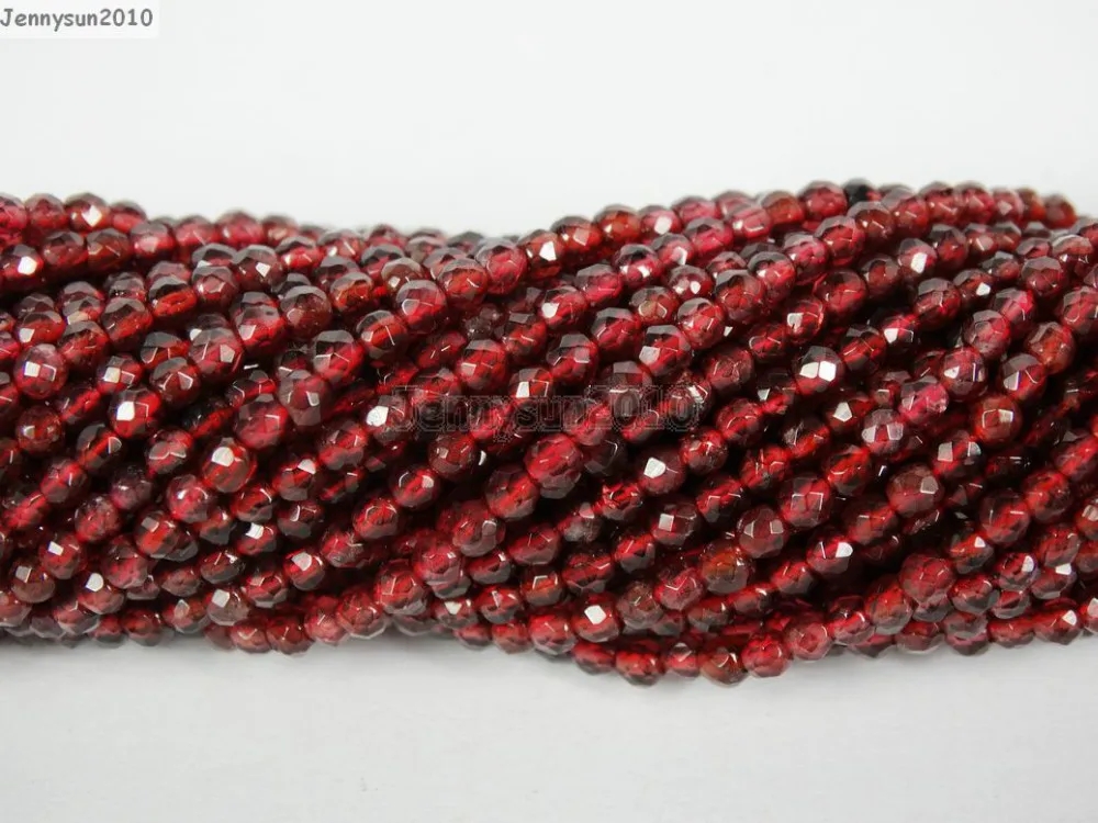

Natural Garnet Gems Stones 3mm Faceted Round Spacer Seed Beads 15.5'' Strand for Jewelry Making Crafts 5 Strands/Pack