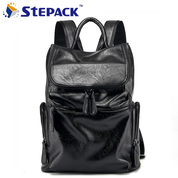 

2017 New Arrival High Quality PU Leather Men's Backpack Bucket Travel Bag Leisure Big Capacity 14inch Laptop