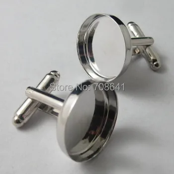 

Blank Cufflinks Settings with Round Deep Wall Bezel Cabochons Bases Rhodium tone Plated Cufflinks Men's Cuff links Findings