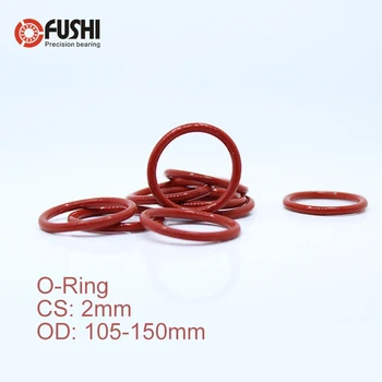 

CS2mm Silicone O RING OD 105/110/115/120/125/130/135/140/145*2 mm 20PCS O-Ring VMQ Gasket seal Thickness 2mm ORing Red Rubber