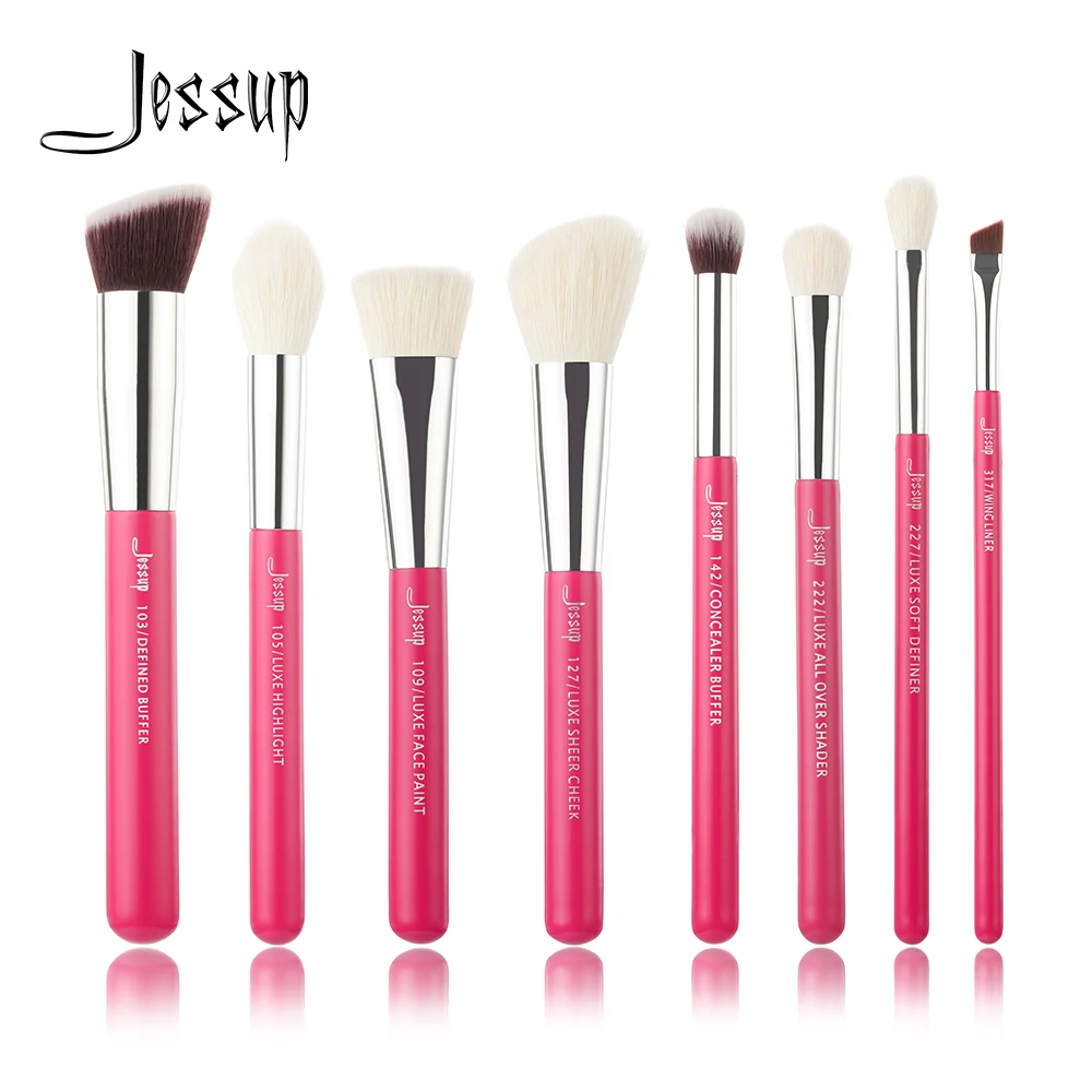 Jessup Rose carmin/Silver Professional Makeup Brushes Set Beauty Tool